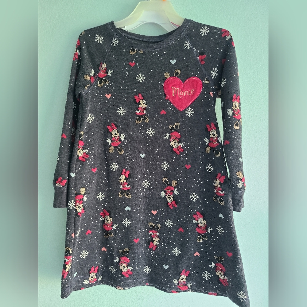 jumping beans Navy Minnie Mouse Heart Print Dress with Pink Accents
